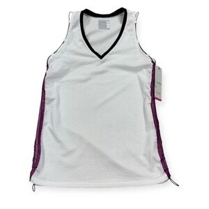 NEW Lucky In Love Tank Top Women's Small White Mesh Lined Tennis Golf Athletic